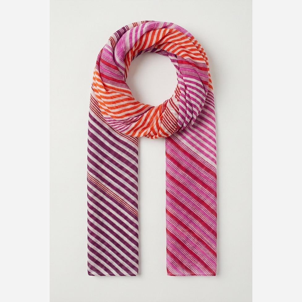 Pink Striped Lightweight Cotton Scarf - Sarta image 1