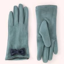 Faux Suede Gloves - Ice/Navy - Powder image 1