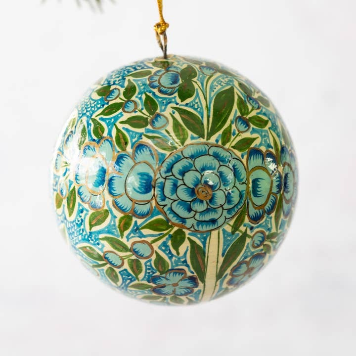 Turquoise & Green Floral Bauble 3" - Arthur Cameron image 1