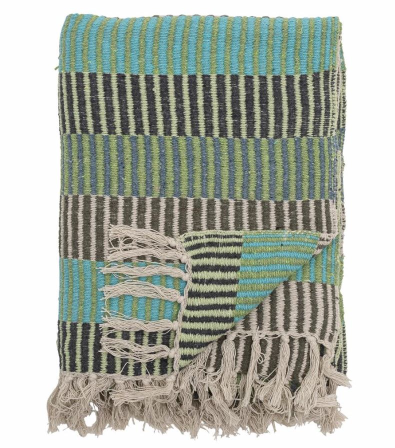 Isnel Blue & Green Throw - Bloomingville image 1