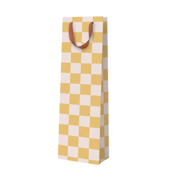 Yellow Checkerboard Bottle Bag - Ohh Deer image 1