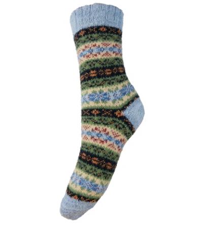 Pale Blue & Green Scandi Wool Blend Socks - Gemjar image 1