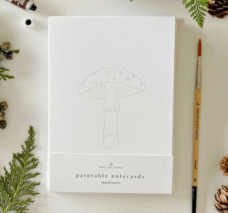 Mushrooms Paintable Notecards - Emily Lex Studio image 1