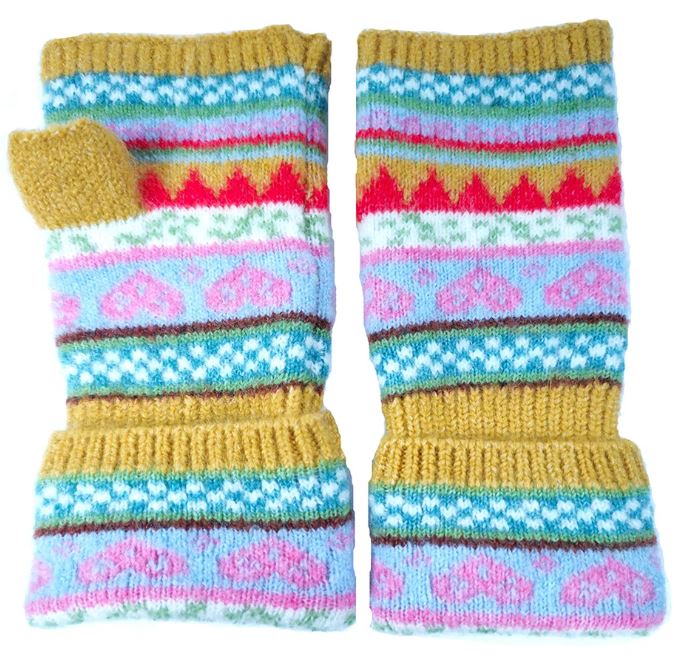 Yellow Nordic Fingerless Gloves - Gemjar image 1