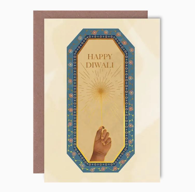 Happy Diwali Sparkler & Hand Card - Lione & Sheikh image 1