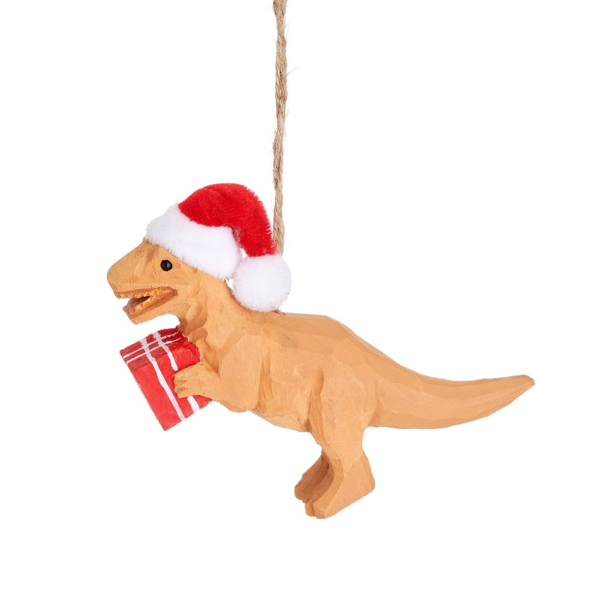 Wooden T Rex with Present Decoration image 1