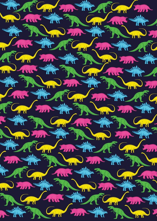 Neon Dinosaurs Gift Wrap image 1