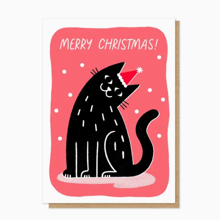 Cat in a Christmas Hat Card - Stormy Knight image 1