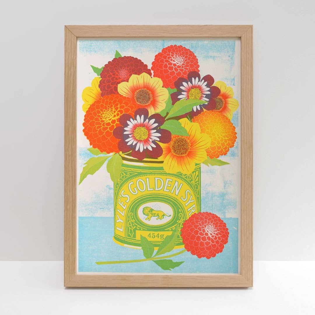 Golden Syrup Flowers A3 Risograph Print - Printer Johnson image 1
