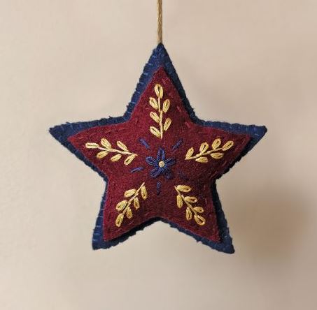 Blue Folk Star Felt Decoration - East of India image 1