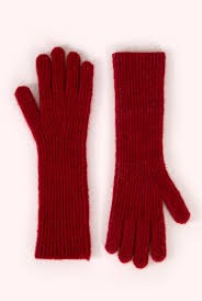 Knitted Long Gloves - Scarlet - Powder image 1