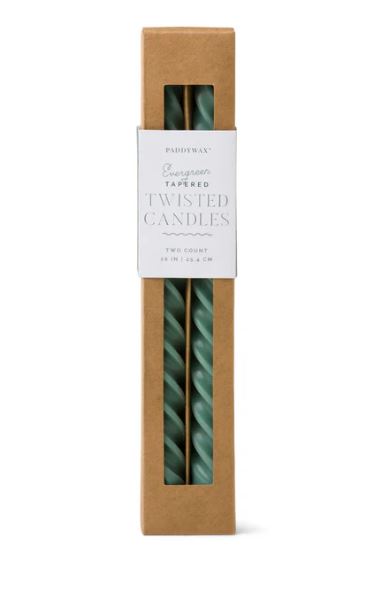 Twisted Cypress & Fir Evergreen Dinner Candles Set of 2 - Designworks Collective image 1