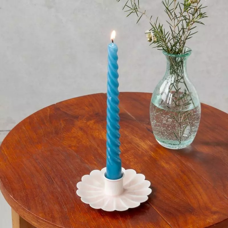 Enamel flat flower candle holder - Soft pink - Rex London image 1