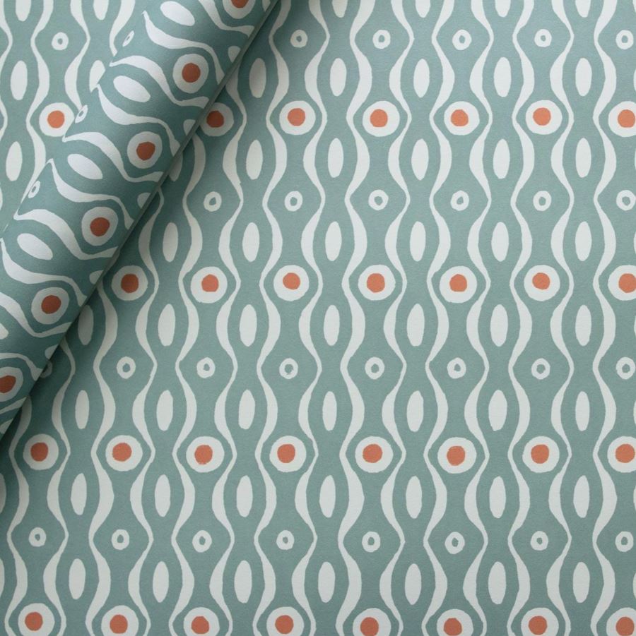 Persephone Teal and Orange Gift Wrap - Cambridge Imprint image 1