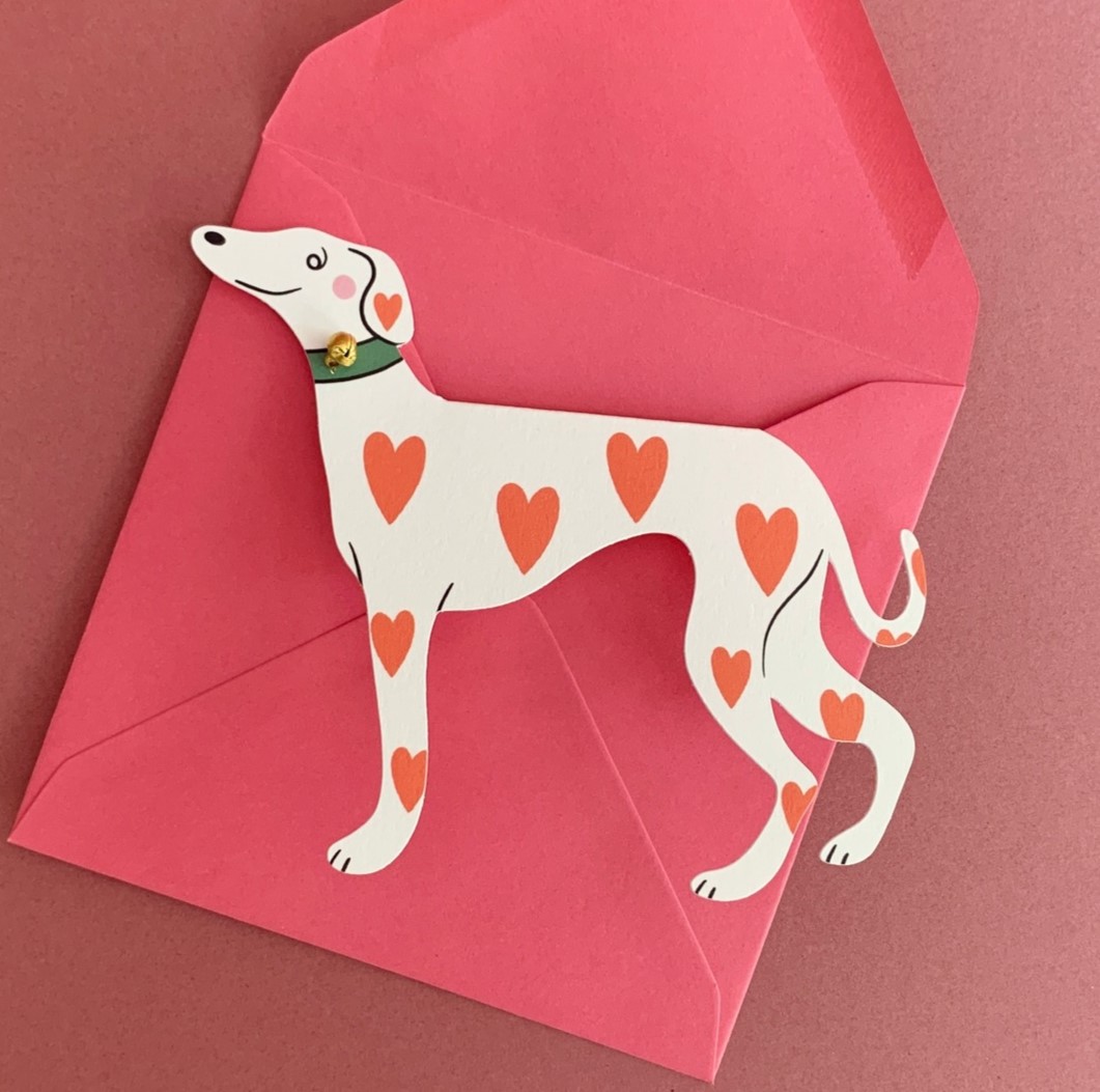 Heart Greyhound Dog Cut Out Card - Kitty Kenda image 1