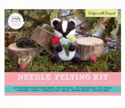 Badger with Bouquet Needle Felting Kit - West Design Products image 1