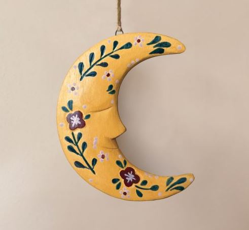 Yellow Folk Moon Decoration - East of India image 1
