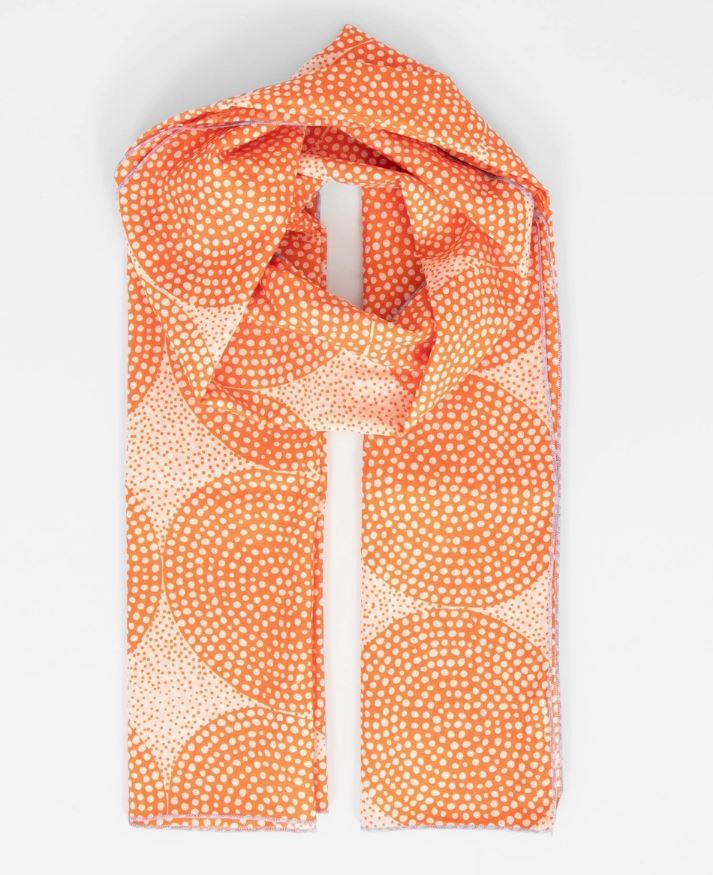Camille Orange Polka Lightweight Cotton Scarf - Sarta image 1