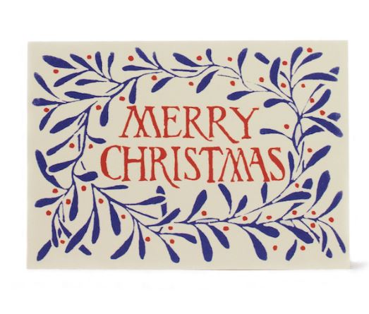 Merry Christmas Blue Wreath Card - Cambridge Imprint image 1