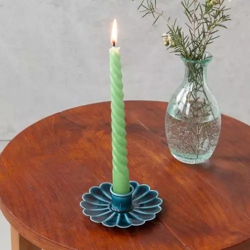 Enamel flat flower candle holder - Blue - Rex London image 1