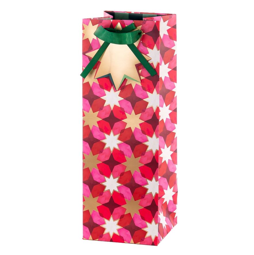 Pink Stars Christmas Bottle Bag - Artebene image 1
