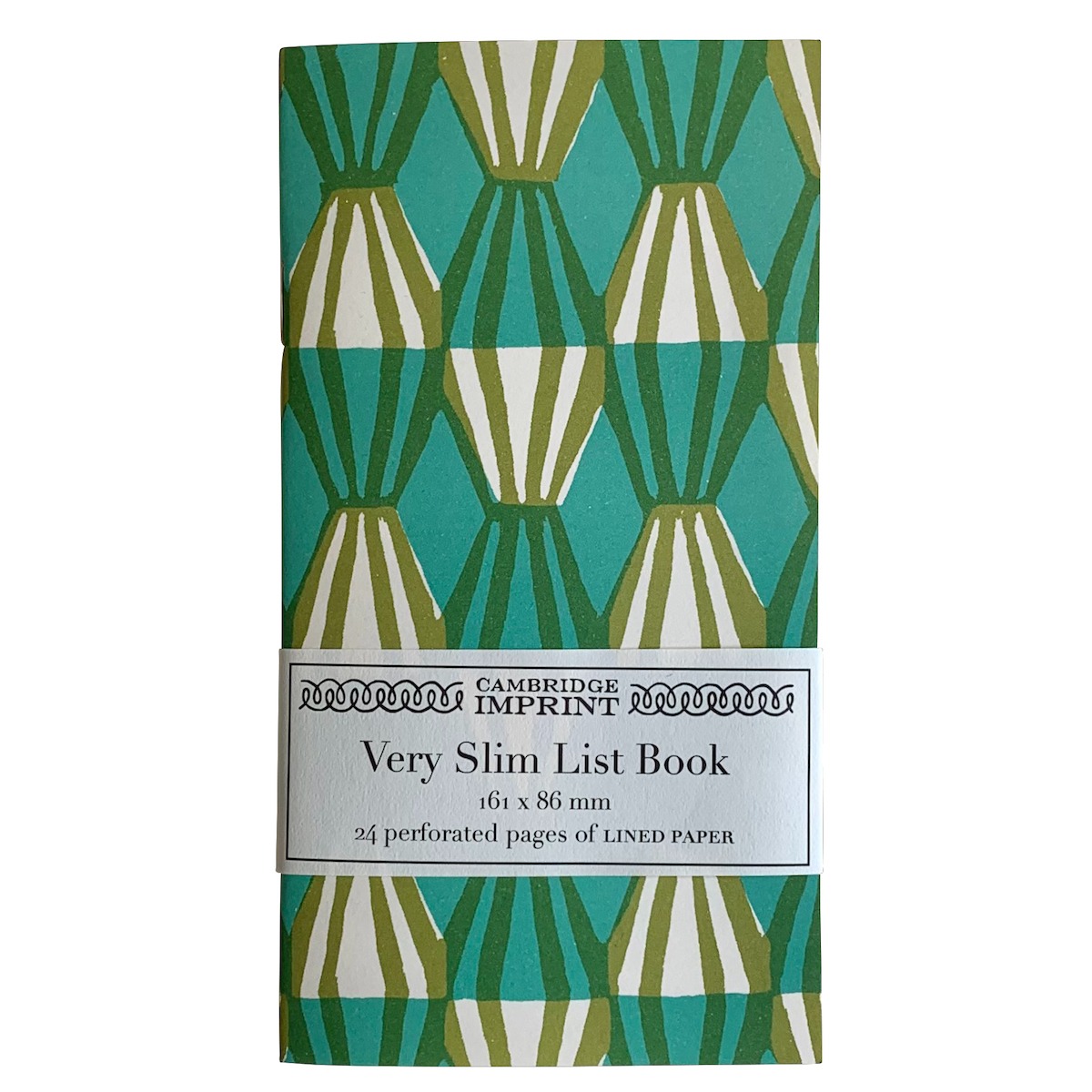 Very Slim List Book Threadwork Sap Green and Turquoise - Cambridge Imprint image 1