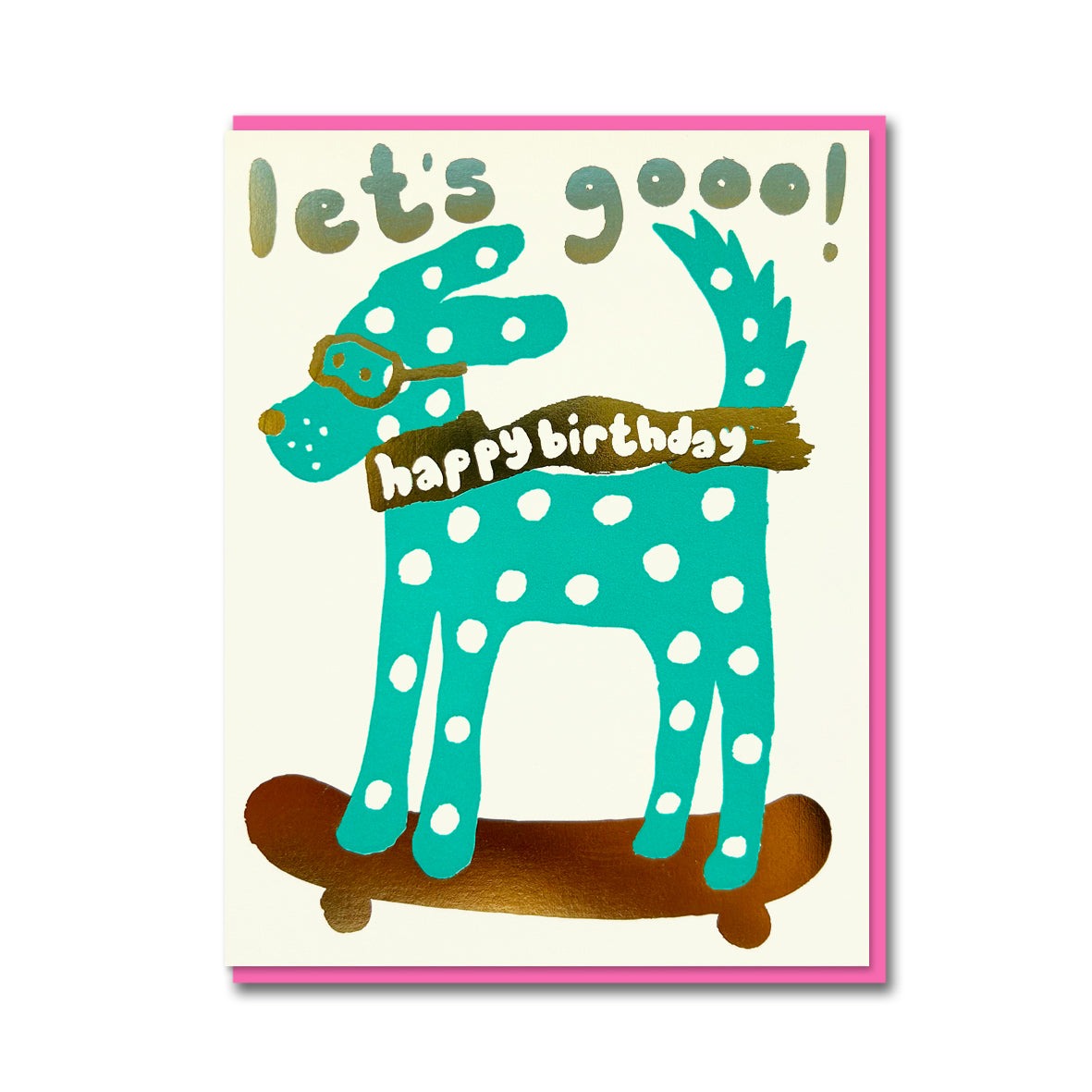 Let's Gooo! Happy Birthday - Joyful Skating Dog Card - 1973 image 1