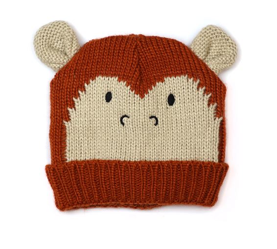 Knitted Monty Monkey Hat with Ears - POM 925 image 1