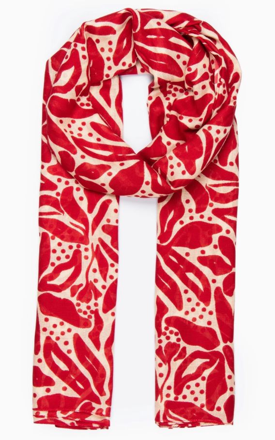 Allie Red Floral Lightweight Scarf - Sarta image 1