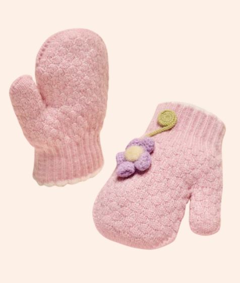 Pansy Flower Pink Children's Mittens - Powder image 1
