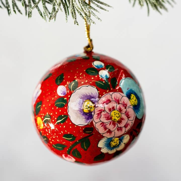 Red Indian Floral Bauble 3" - Arthur Cameron image 1