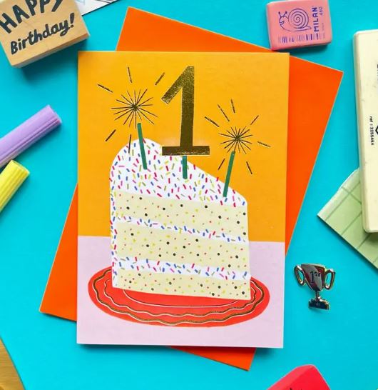 Age 1 Cake Card - Kerrie Illustrates image 1