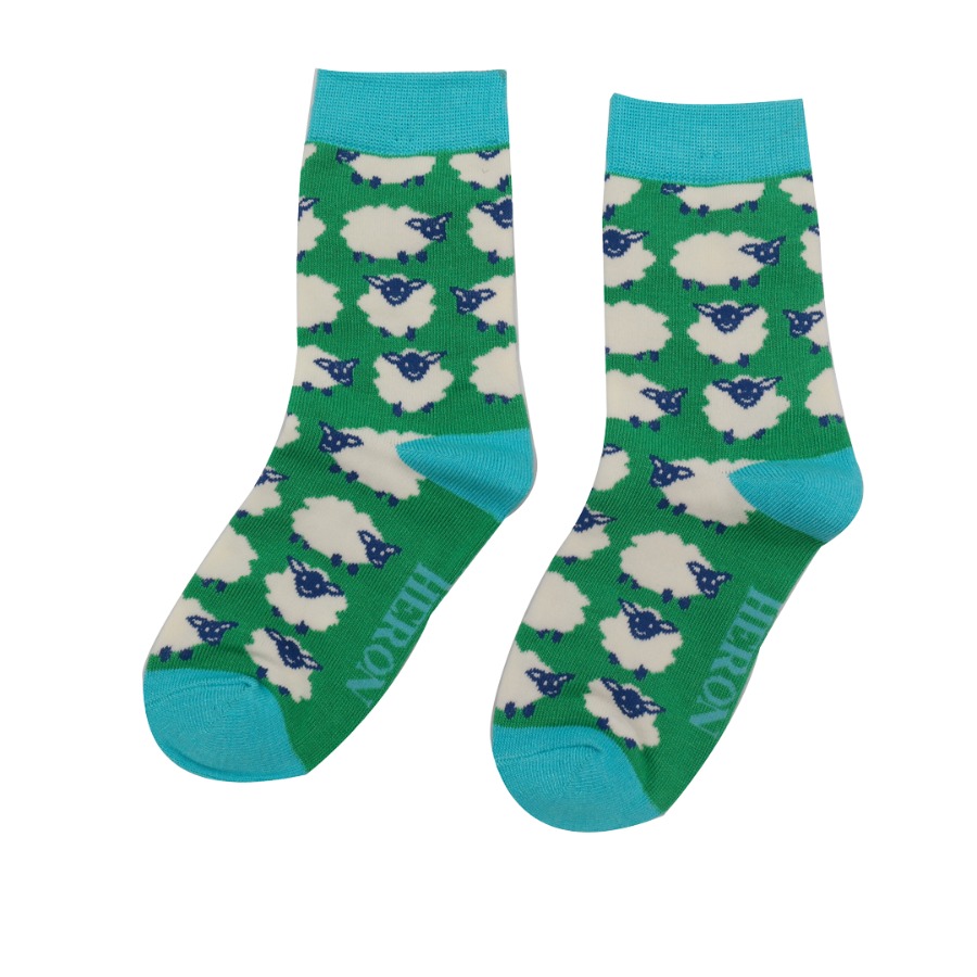 Boys Sheep Green Socks 4-6 Years - Miss Sparrow image 1