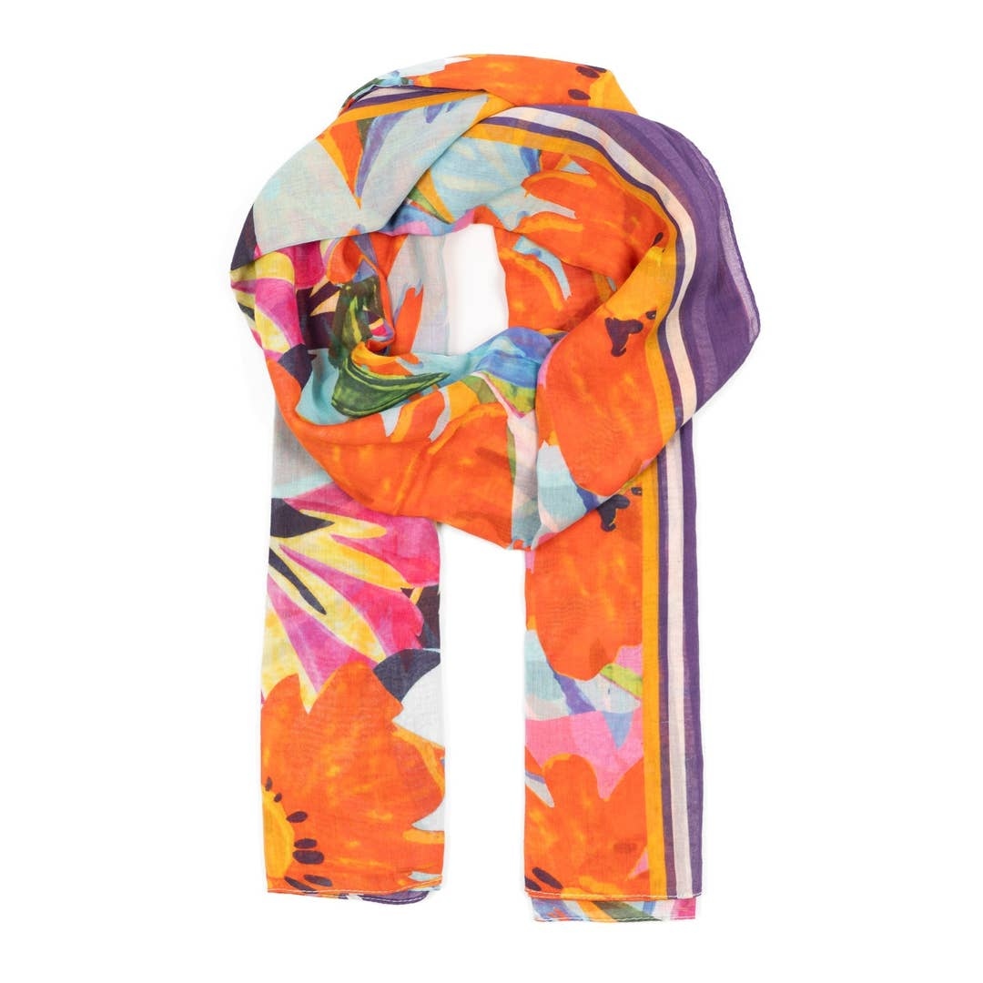 Farrah Multi Floral Lightweight Cotton Scarf - Sarta image 1