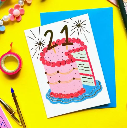 21 Gold Cake Card - Kerrie Illustrates image 1