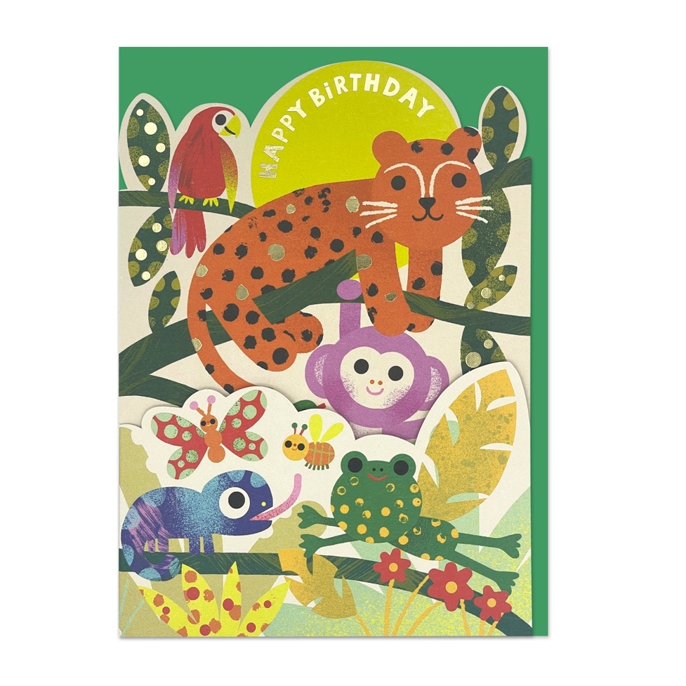 Jungle Fold Out Birthday Card - Raspberry Blossom image 2