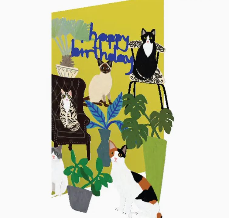 Happy Birthday Cut Out Cats Card - Roger La Borde image 1