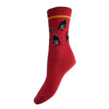 Red with Cats Bamboo Socks - JOYA image 1