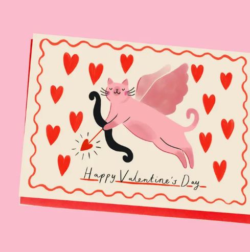 Cupid Kitty Valentine's Card - Kitty Kenda image 1