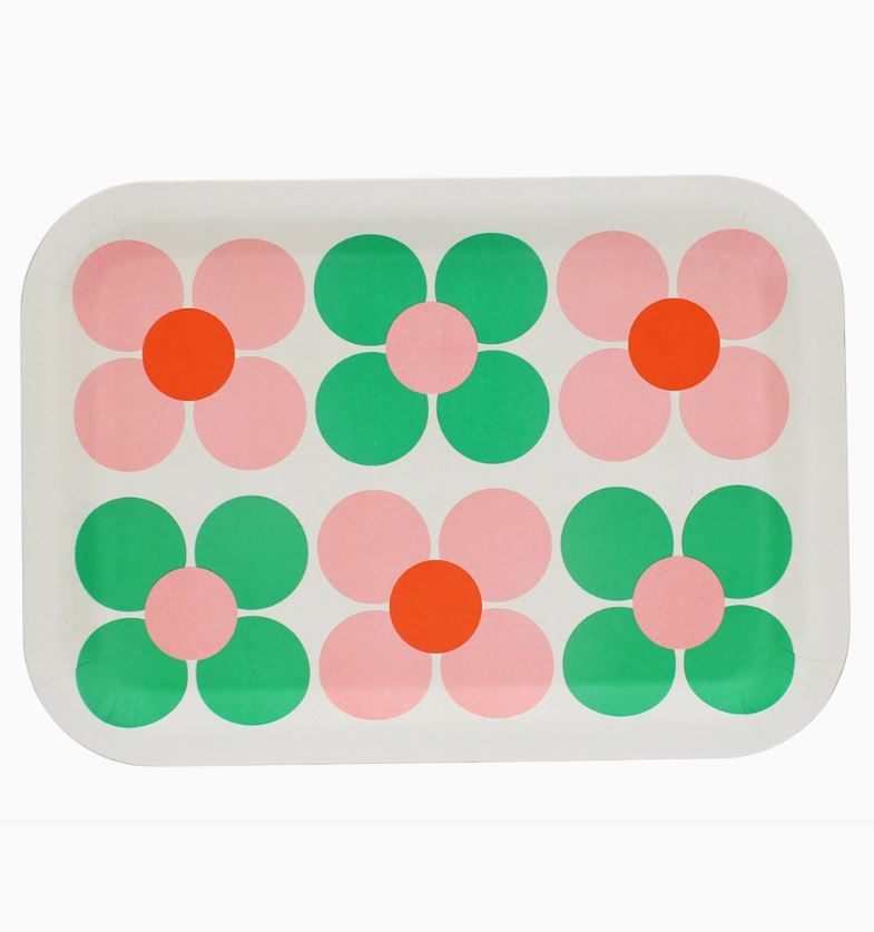 Pink & Green Daisy Wooden Tray - Rex London image 1