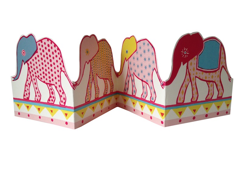 Carnival of Elephants Square Concertina Card - Cambridge Imprint image 1