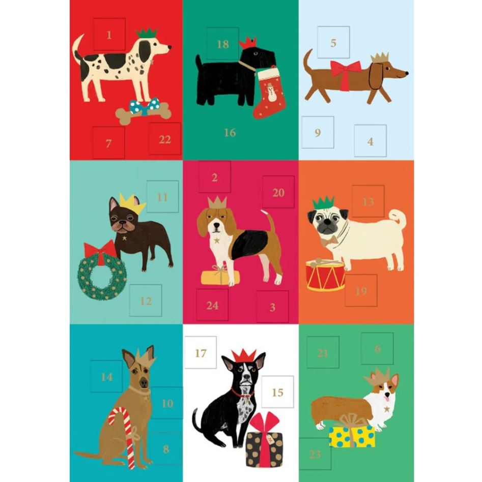 Festive Dogs Checkerboard Advent Calendar Card - Roger La Borde image 1