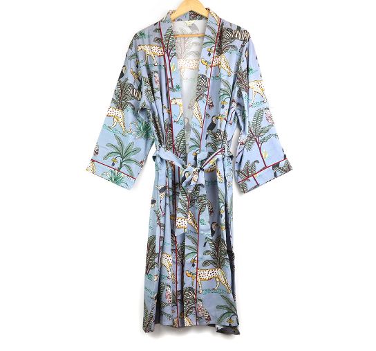 Blue Safari Palm Print Robe - POM 925 image 1
