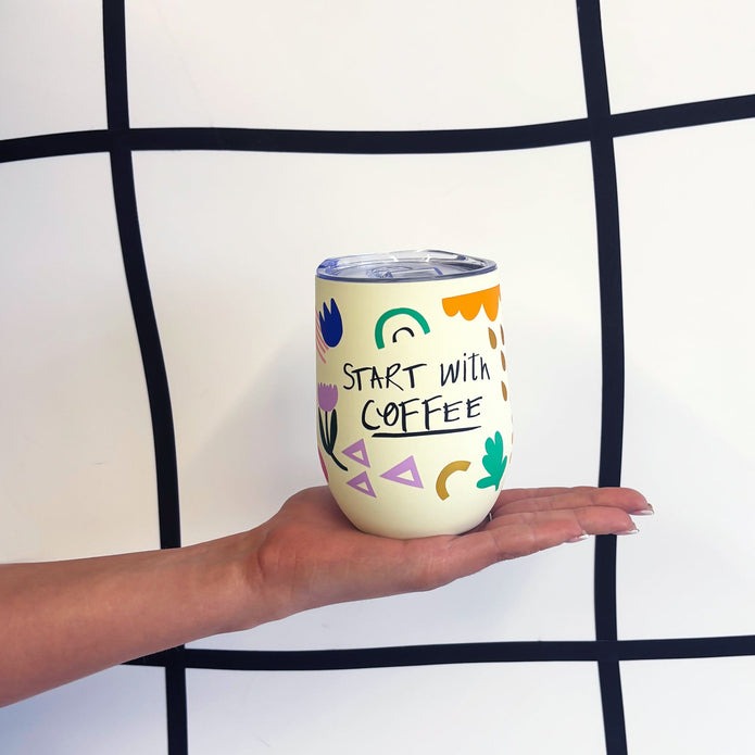 Start With Coffee, End With Wine - Thermal Cup Flask - House of Disaster image 1