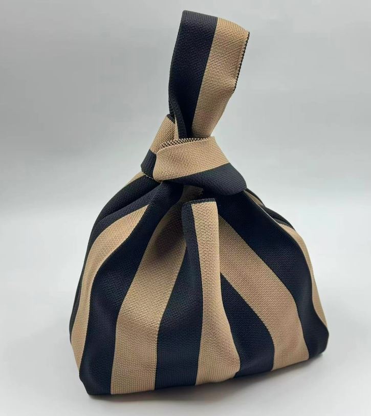 Brown Stripe Small Knitted Bag - Tokeii Knit Studio image 1