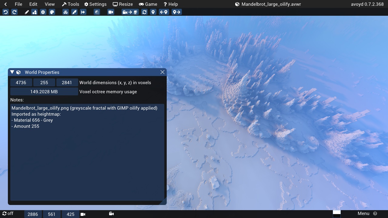 World Properties in Avoyd's Voxel Editor