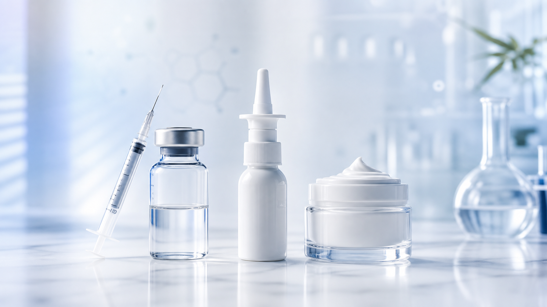 NAD+ delivery methods: subcutaneous injection, nasal spray, and topical cream