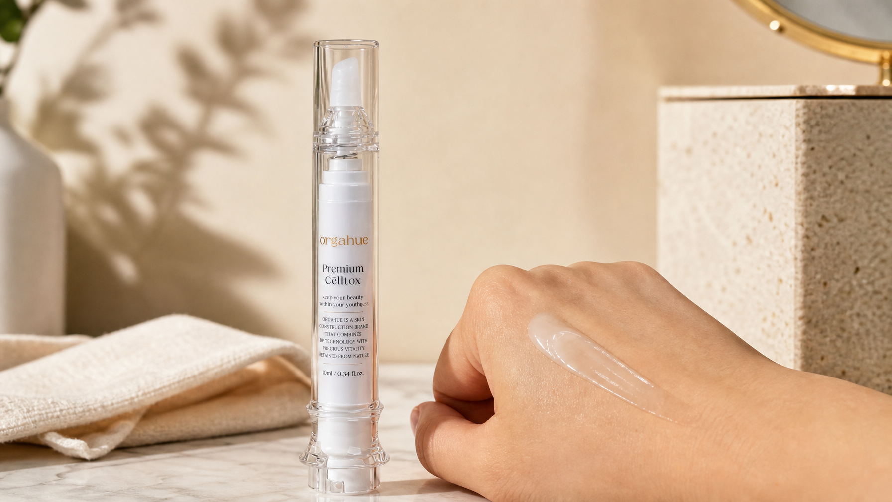 Beauty Power Orgahue Premium Celltox serum implant step of Skin Celltox home routine