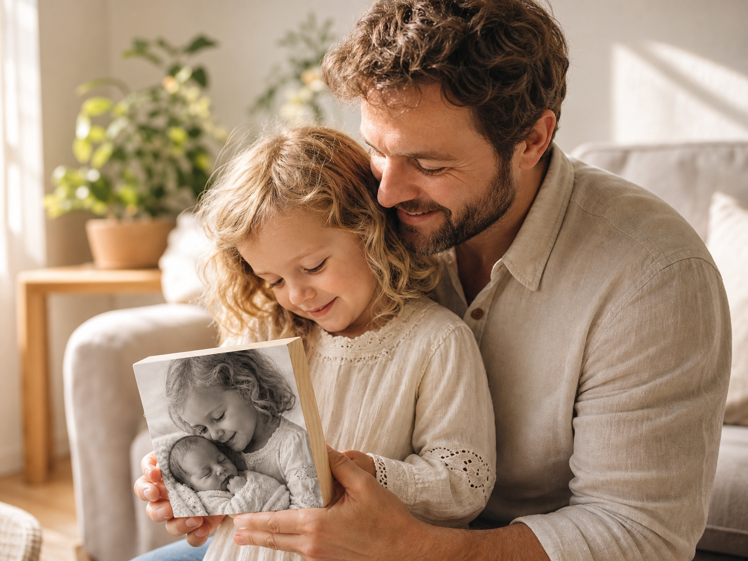 Papa en kind met Memory Block