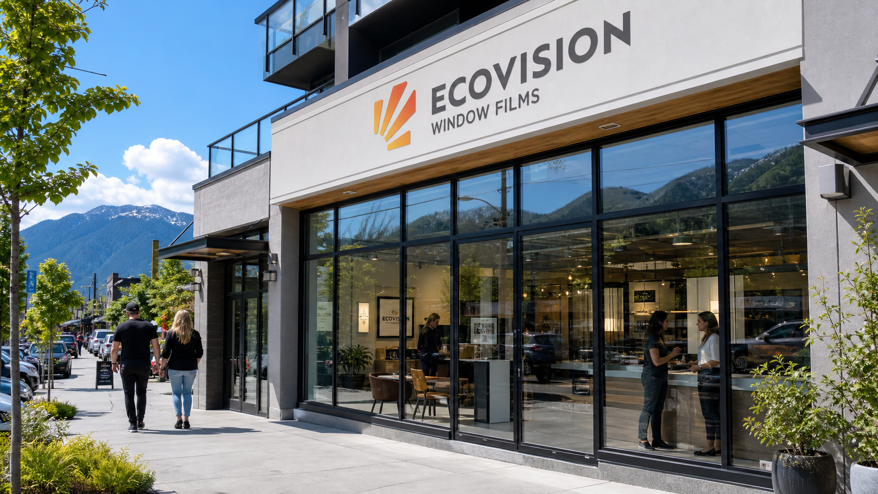 Vancouver retail storefront exterior showing clear security window film with normal business appearance